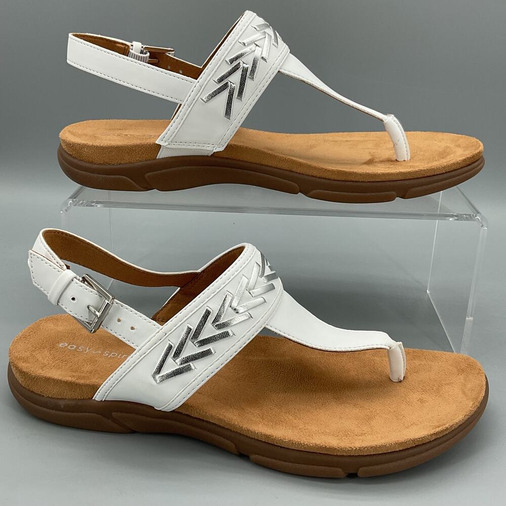 NEW Easy Spirit Women’s Monte Slingback Thong Sandals White Size 8.5M